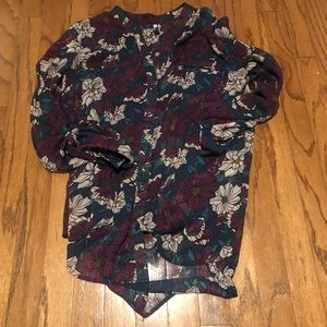 Purple and Teal Button Up Top